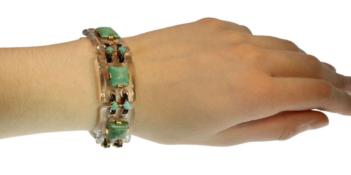 Art Deco turquoise stones articulated bracelet (image 2 of 18)